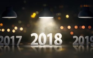 2018 number between 2017 & 2019 with light of the lampt. Happy New Year 2018