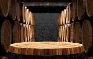 Concept of barrels in the wine cellar 3d illustration