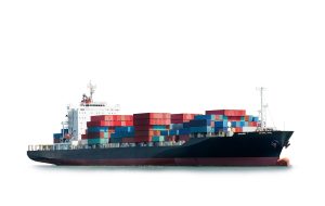 Container Cargo ship isolated on white background, Freight Transportation and Logistic, Shipping