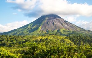 Arenal volcano landscape in a sunny day.