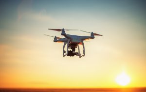 Varna, Bulgaria - June 23 ,2015: Flying drone quadcopter Dji Phantom 2 with digital camera GoPro HERO4