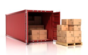 open container with cardboard boxes